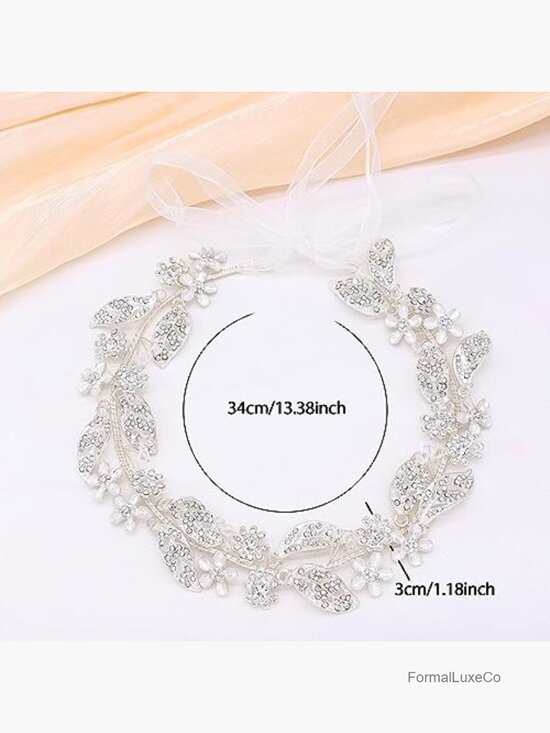 Crystal Flower Leaf Headband Hair Vine for Wedding Prom Bridal Headpiece